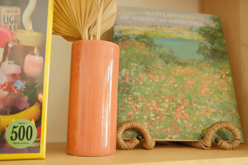 vintage peach ceramic handmade vase