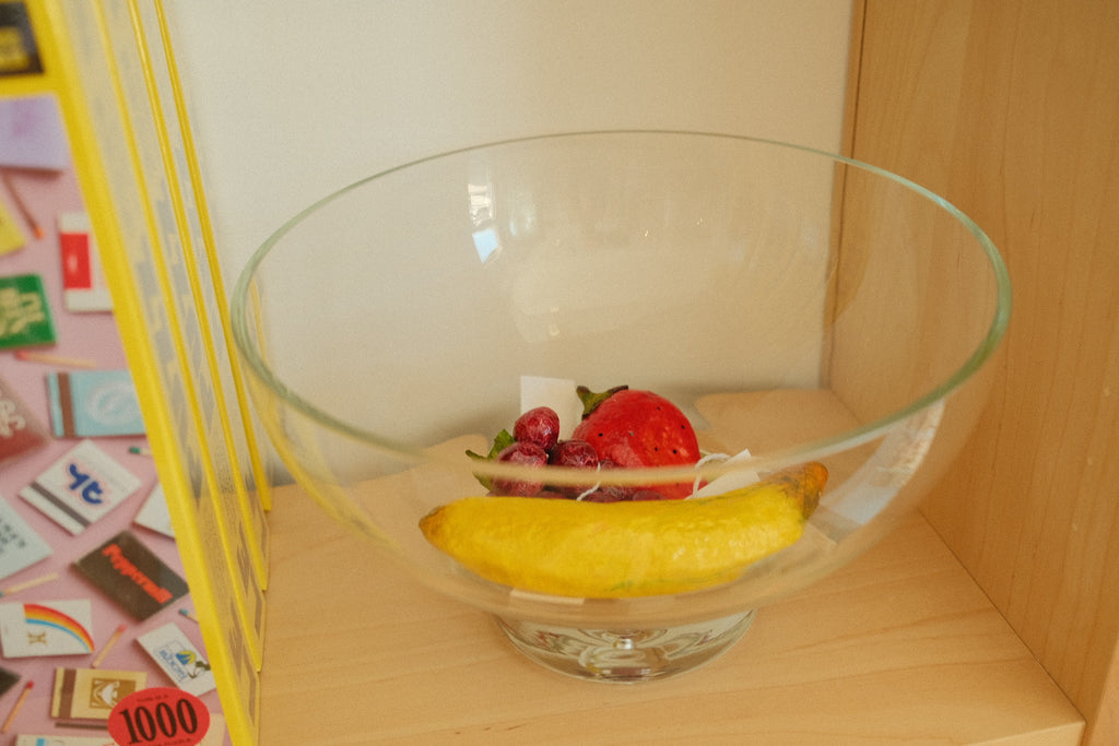 vintage glass pedestal fruit bowl
