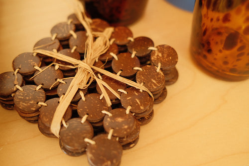 coconut shell coaster set