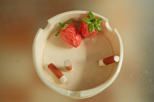 ceramic strawberries ashtray