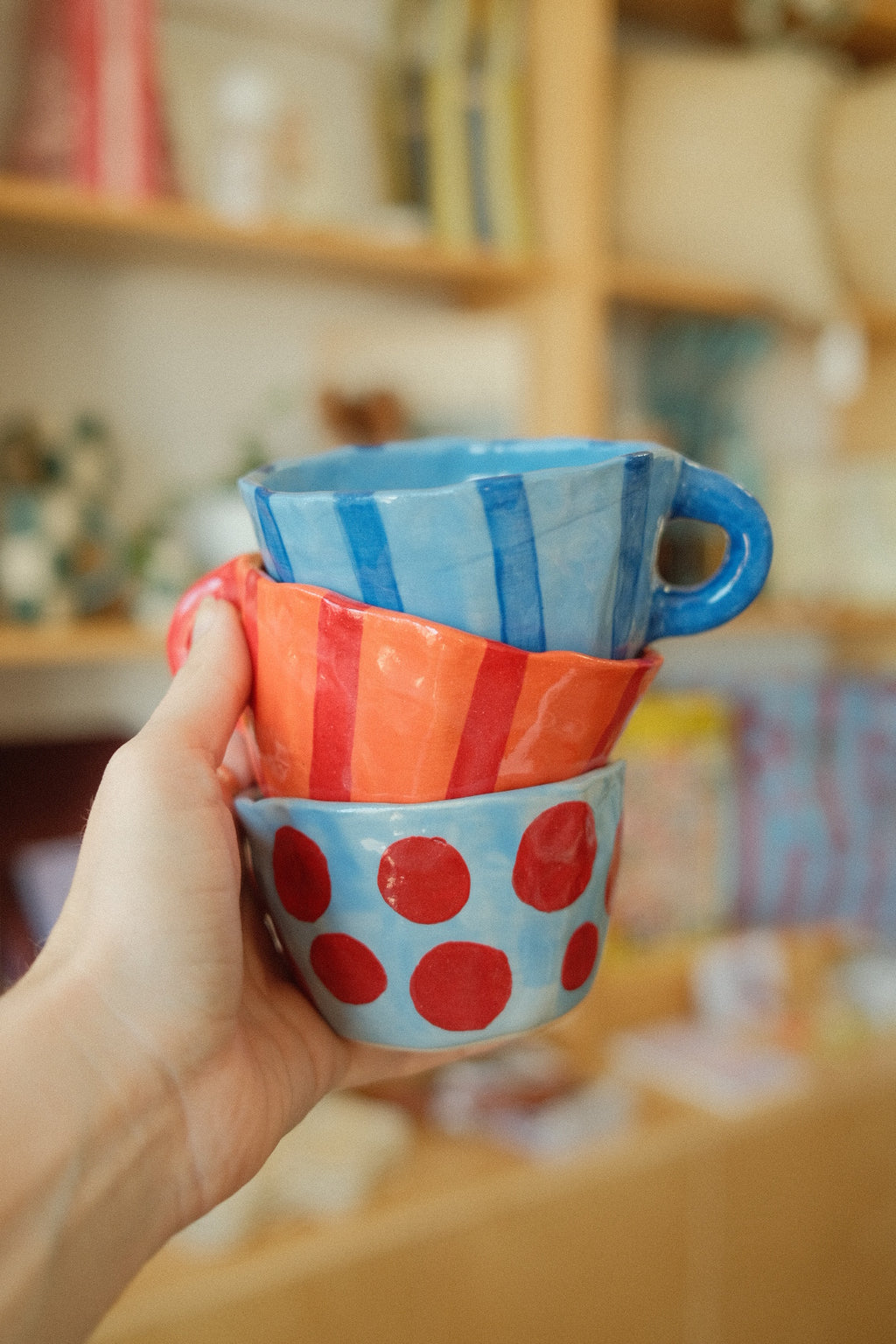 handmade striped/dot mug