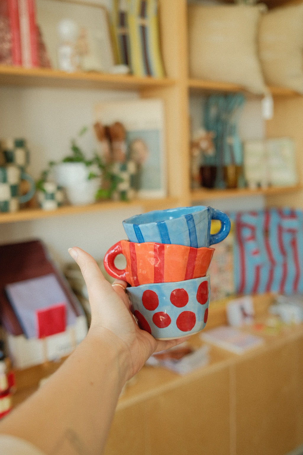 handmade striped/dot mug