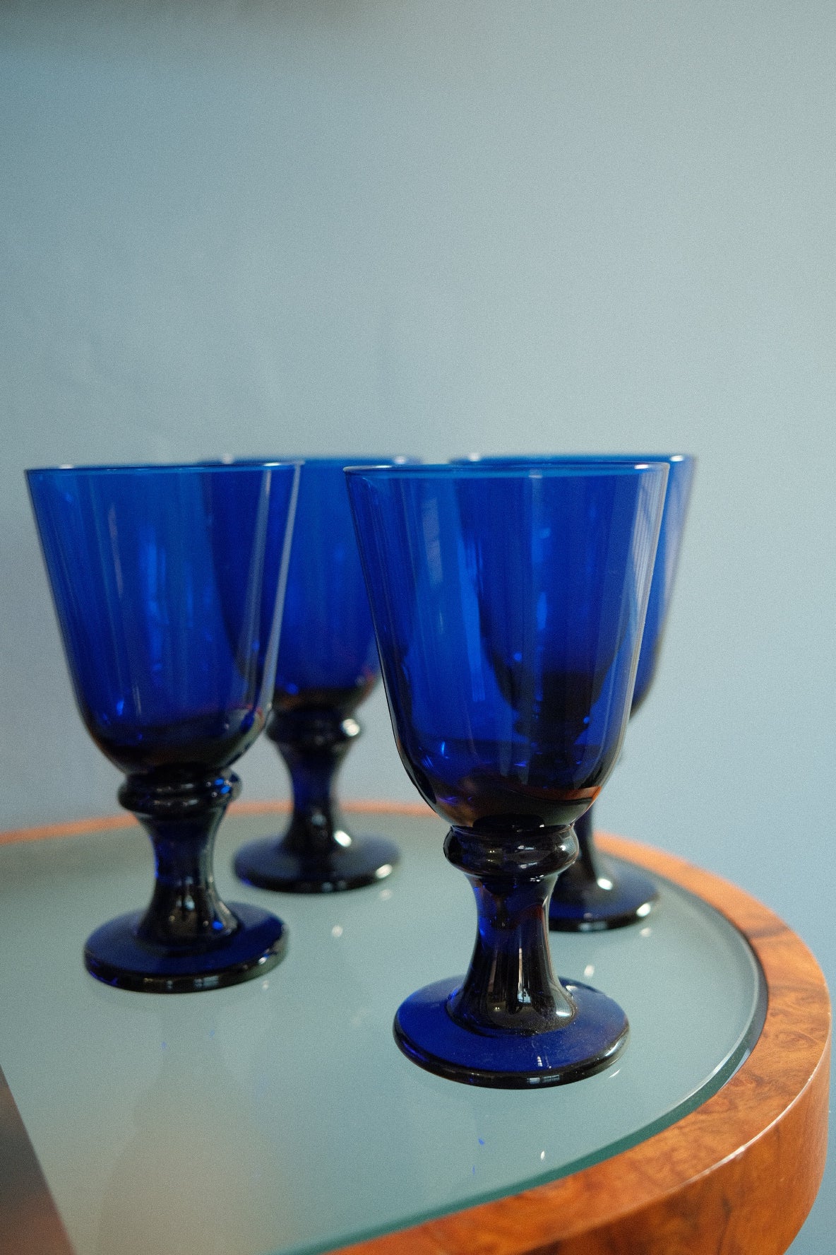 vintage blue goblets set of 4