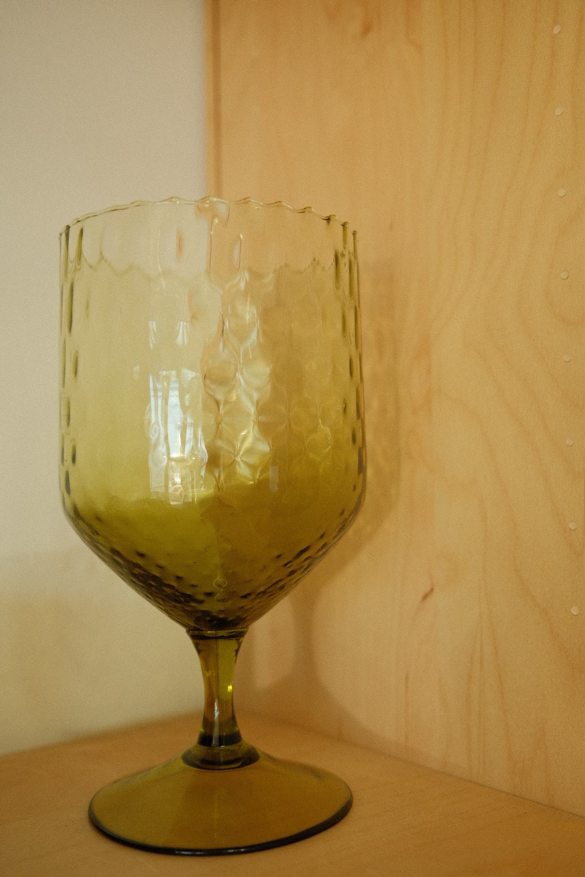vintage green glass pedestal vase