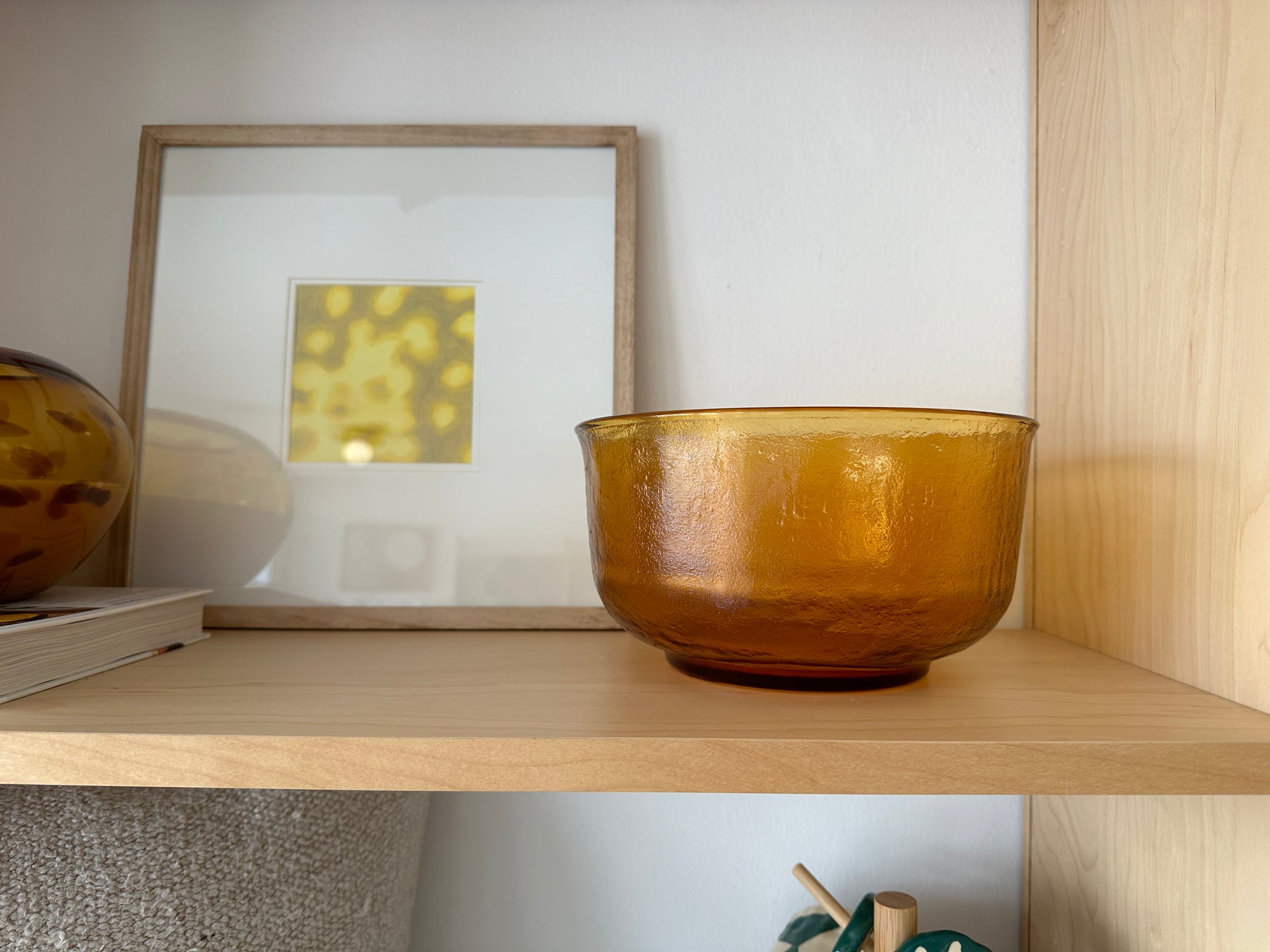 vintage amber textured glass bowl