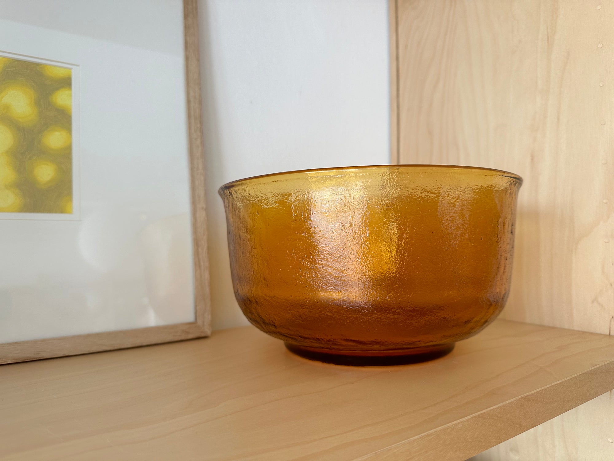 vintage amber textured glass bowl