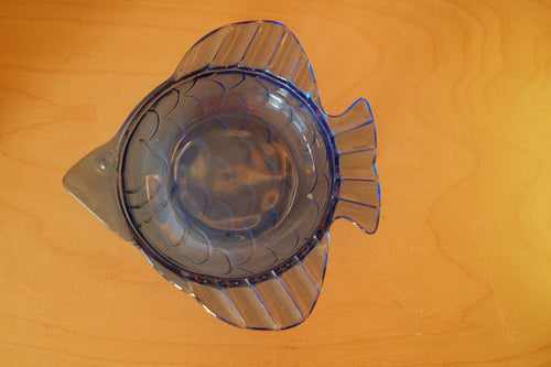 vintage cobalt glass scaled fish candy dish 6.5"