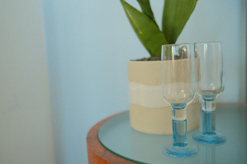 vintage blue stem goblet cordial 4 oz 6"