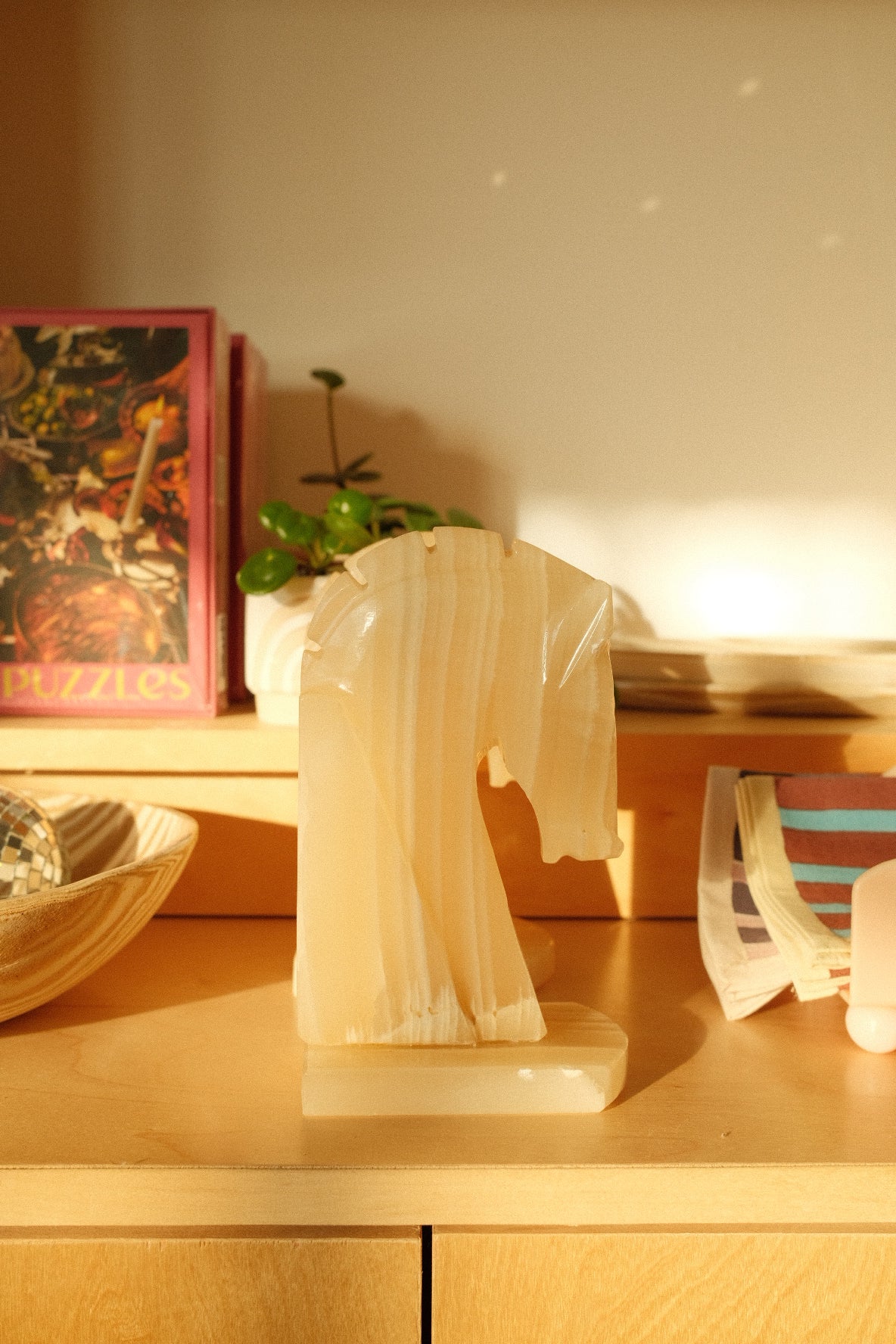 vintage onyx trojan horse head bookends