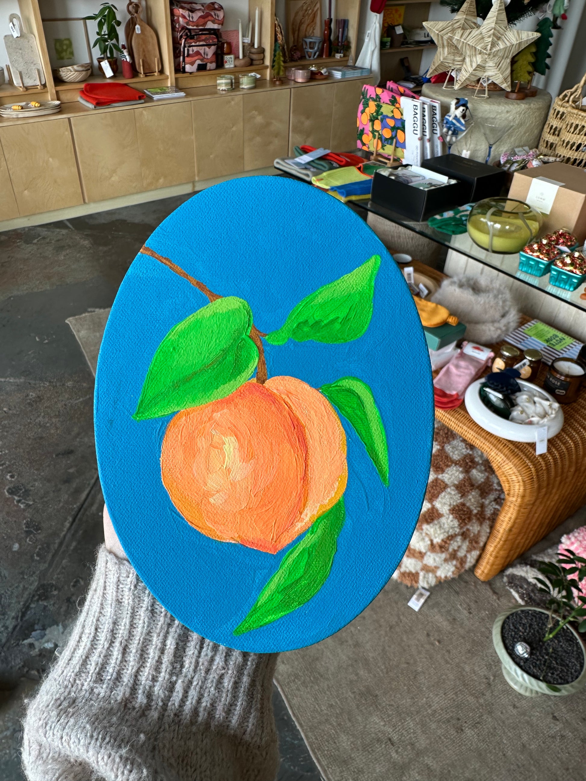 peach oval original art by jessalyn maquire