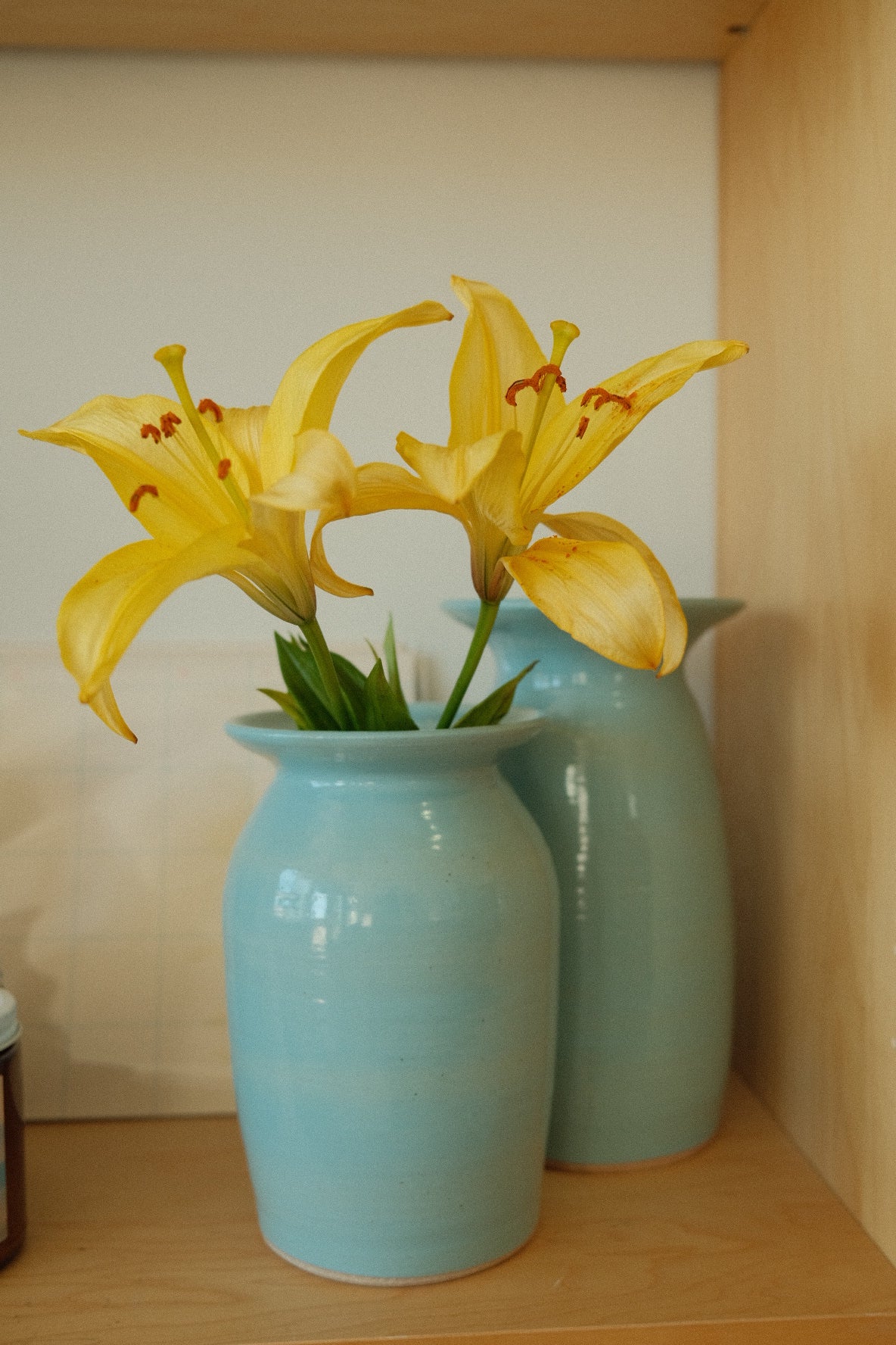 handmade ceramic baby blue vase