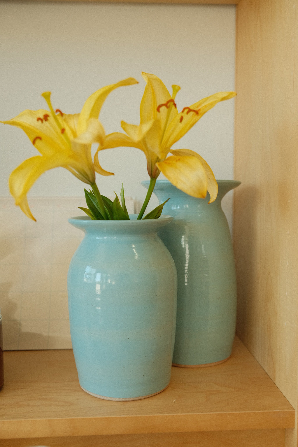 handmade ceramic baby blue vase