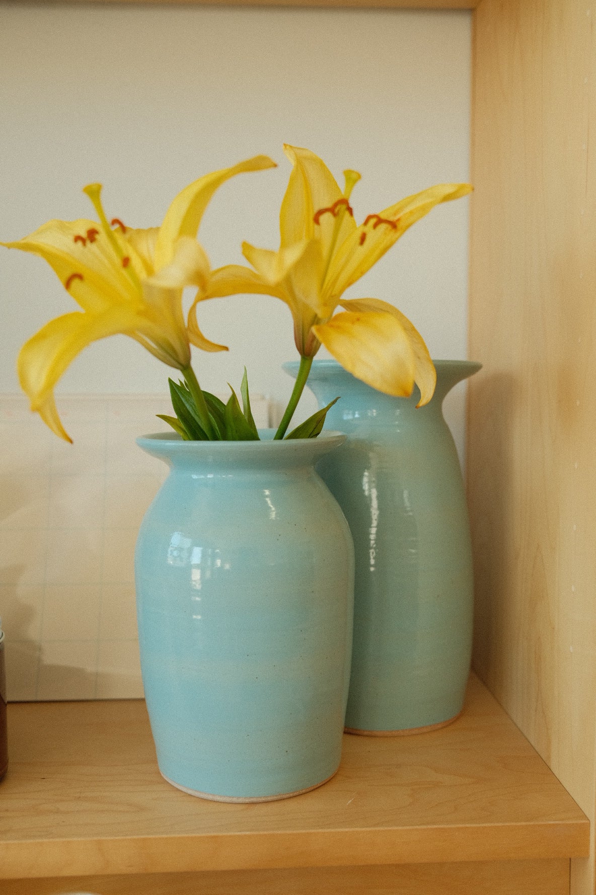 handmade ceramic baby blue vase