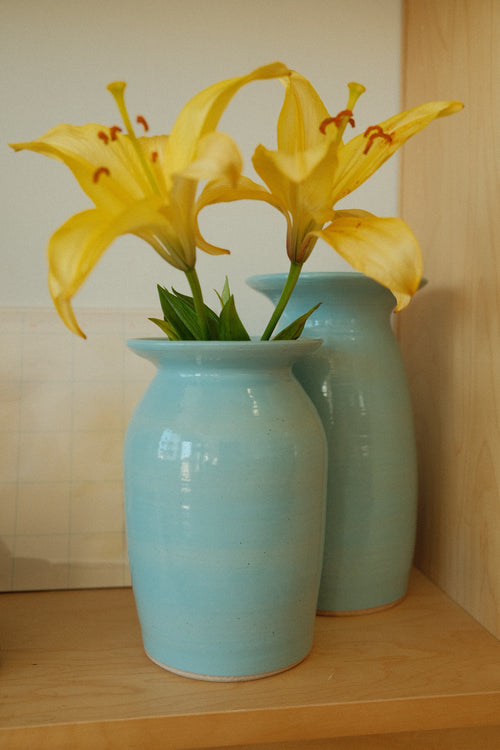 handmade ceramic baby blue vase