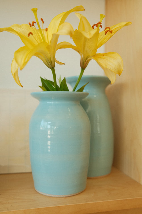 handmade ceramic baby blue vase