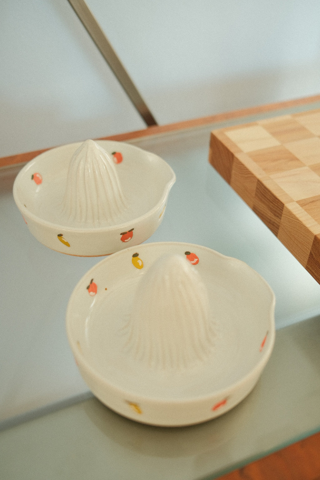 handmade juicer w. hand painted fruit motifs