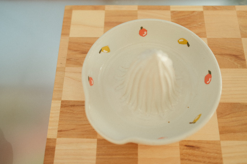 handmade juicer w. hand painted fruit motifs