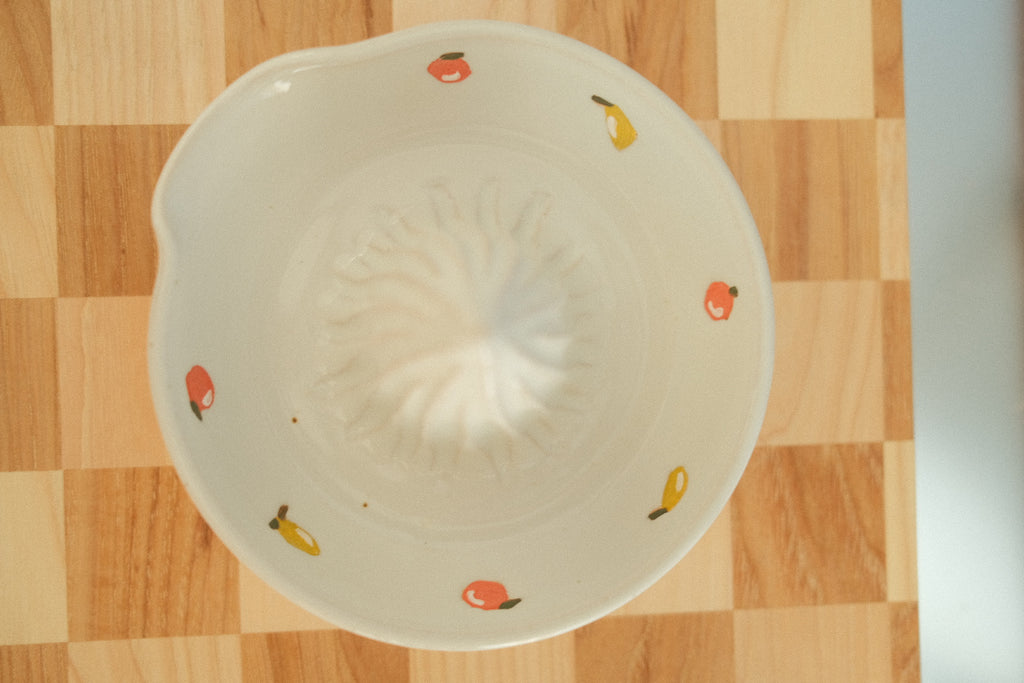 handmade juicer w. hand painted fruit motifs