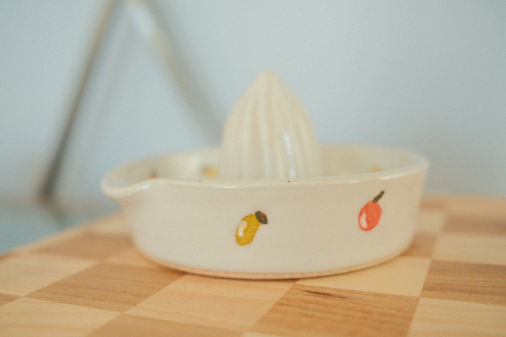 handmade juicer w. hand painted fruit motifs