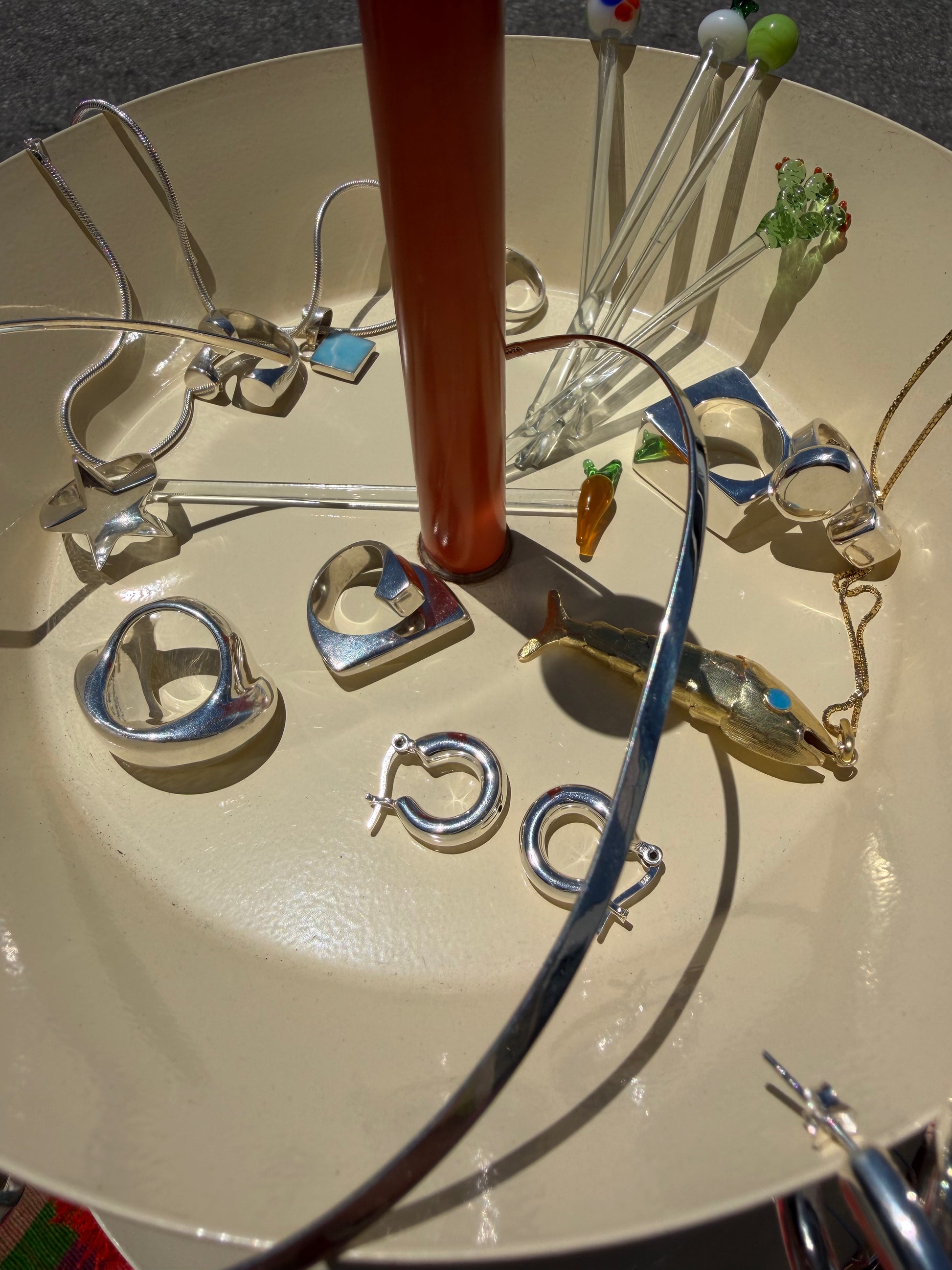 silver small solid hoop