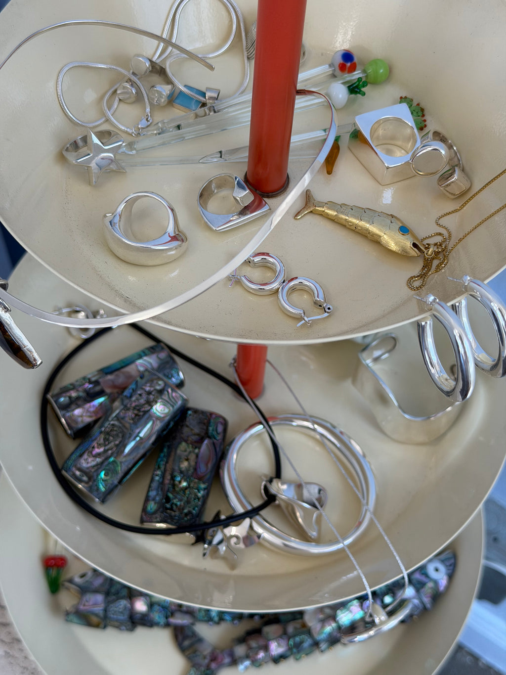 silver small solid hoop