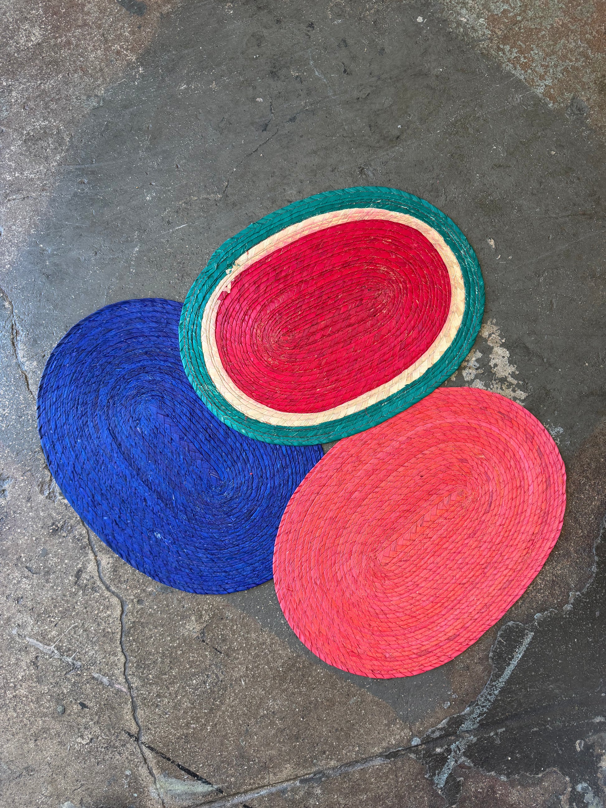 handwoven palm oval placemats - set of 6
