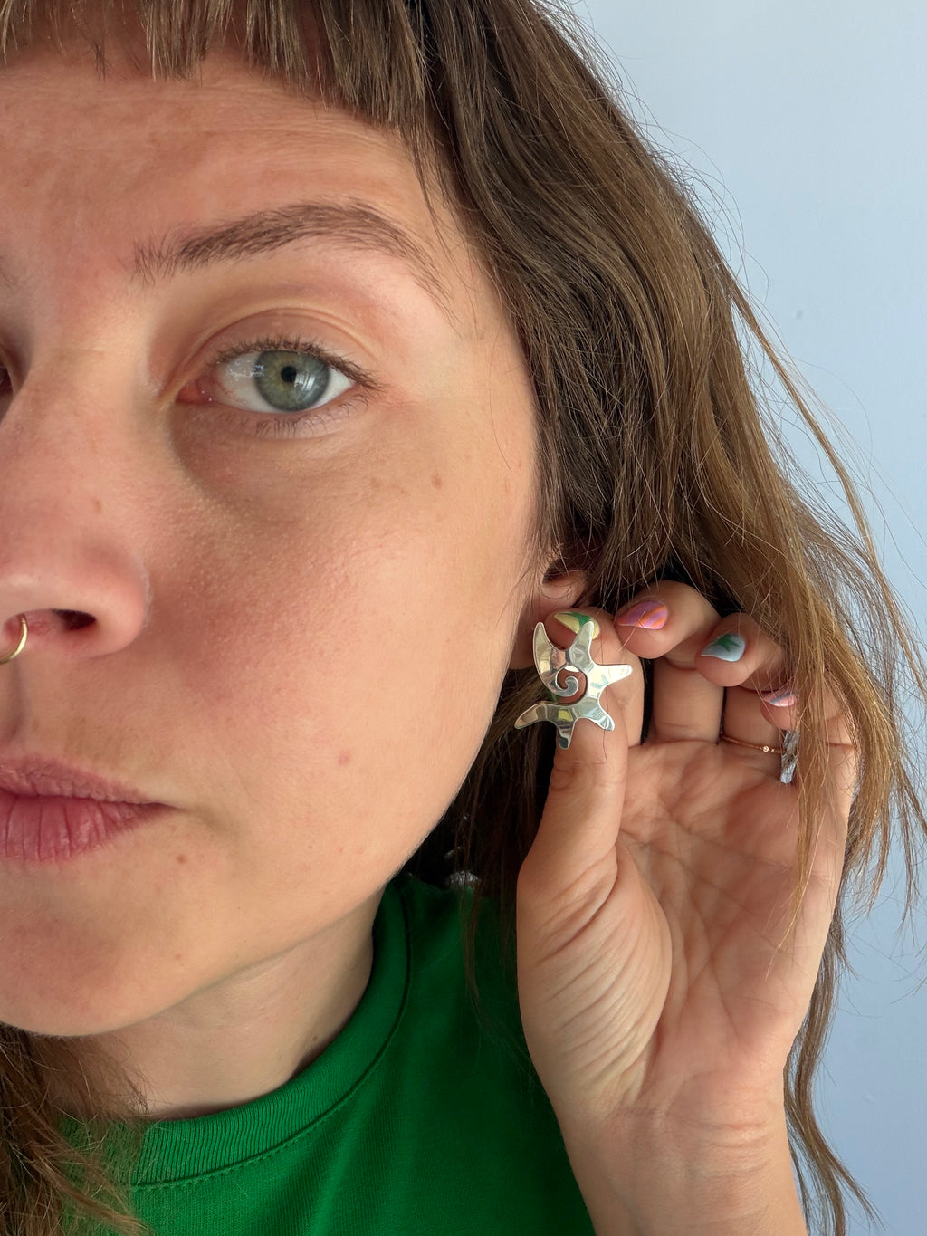 silver swirly earrings