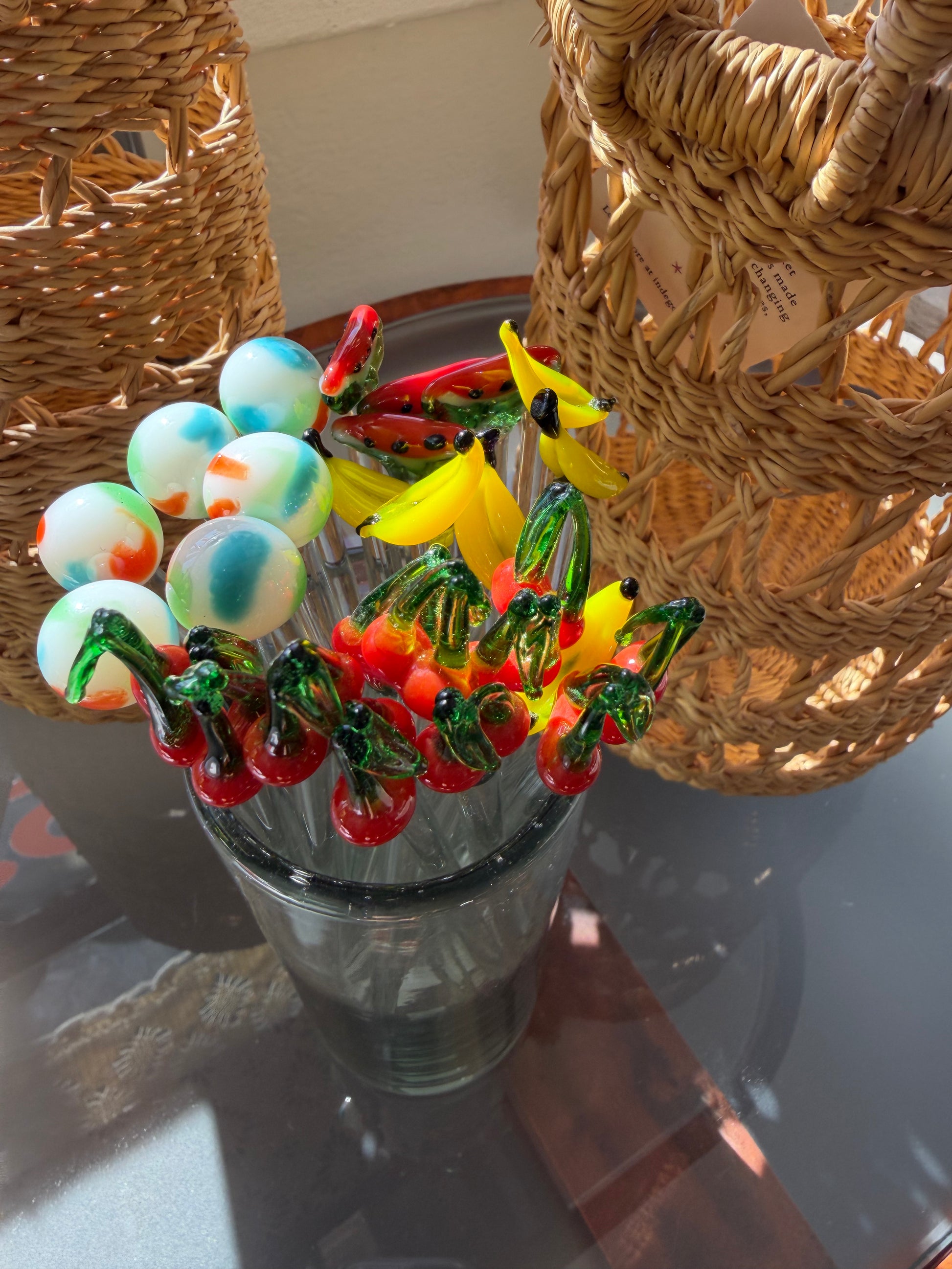 hand blown themed cocktail stirrers