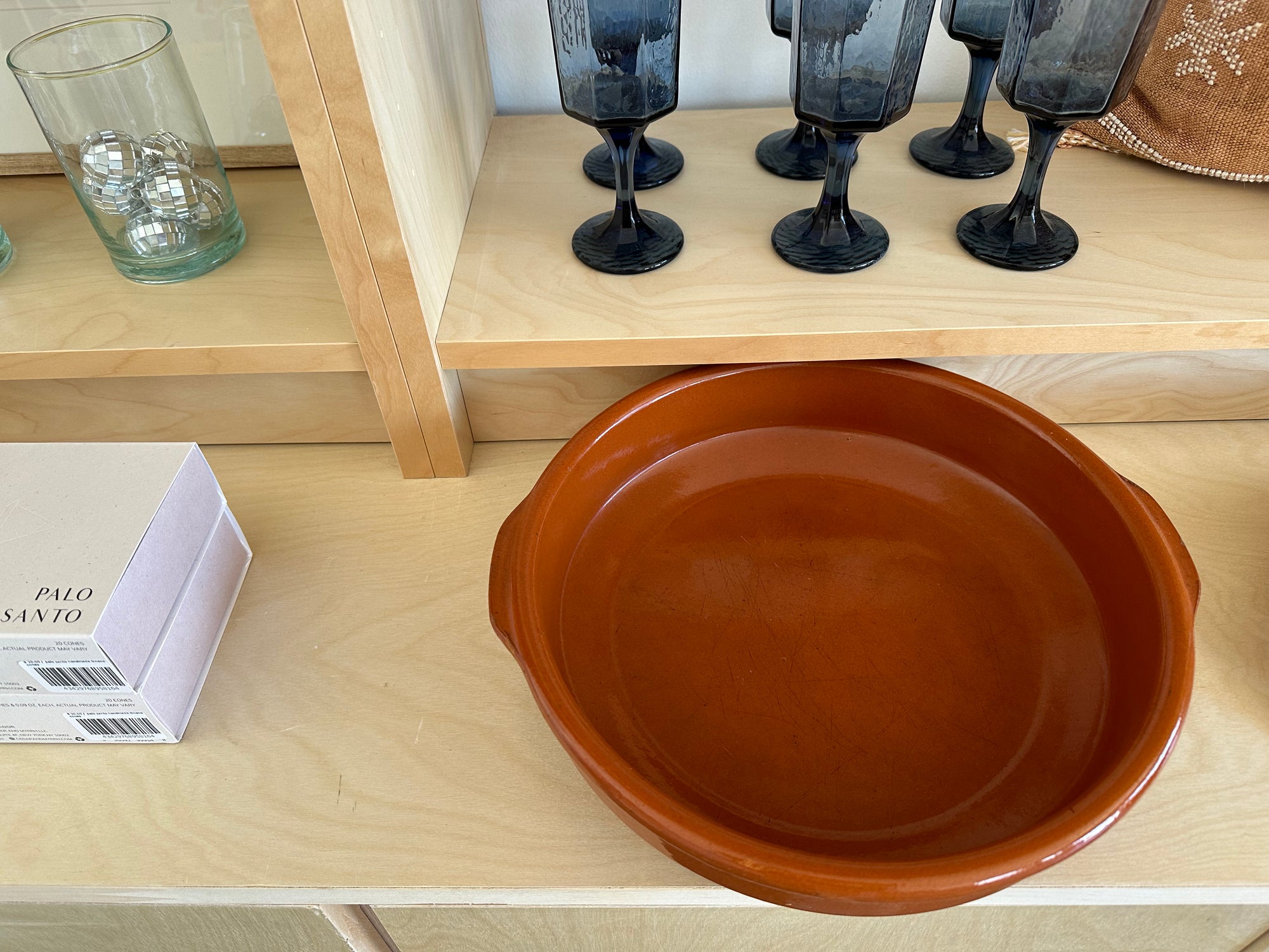 vintage mexican terracotta beveled serving dish with handles
