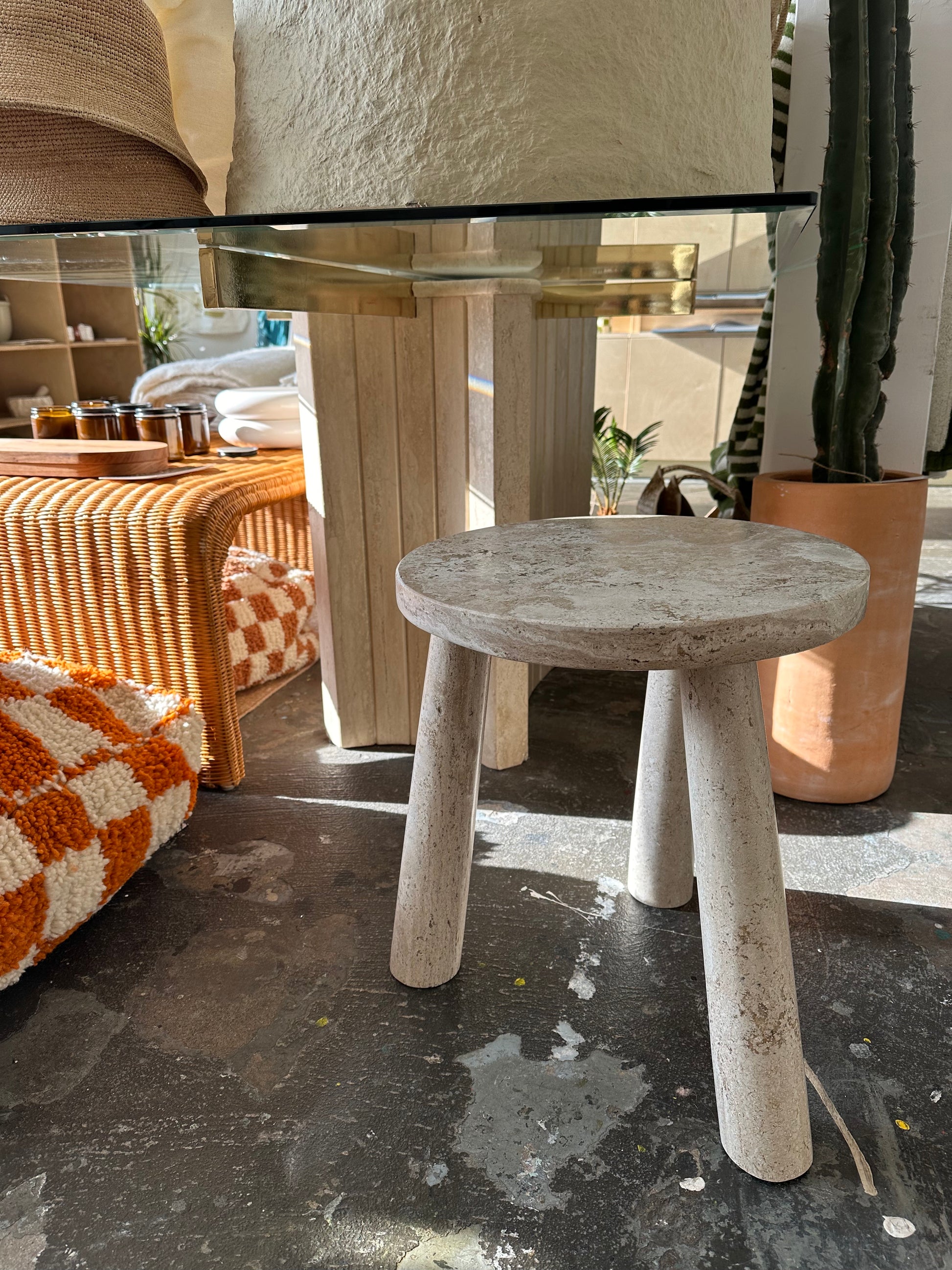 travertine stool