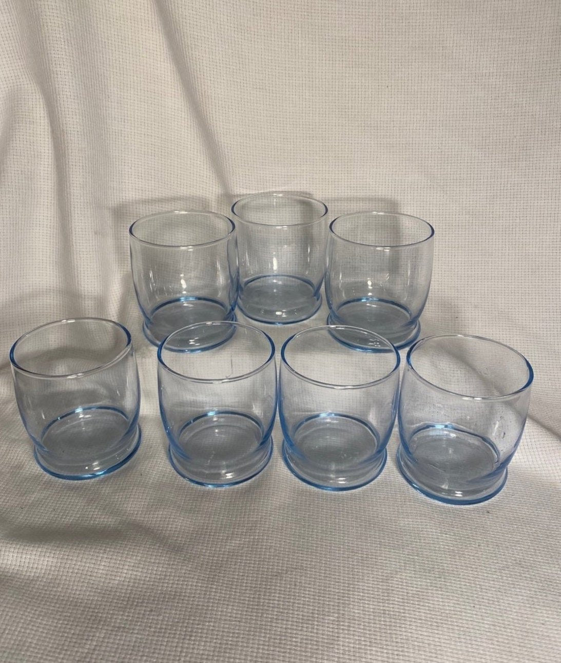 vintage libbey sky blue tinted handblown juice glasses