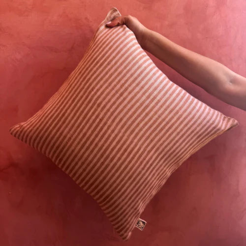 desert stripes- block printed pillow cover - (magenta)