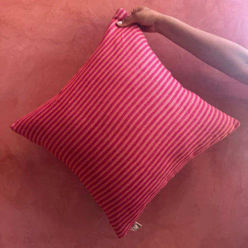 desert stripes- block printed pillow cover - (magenta)