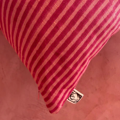 desert stripes- block printed pillow cover - (magenta)