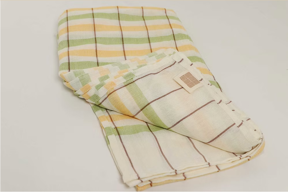 green/yellow plaid shamad blanket