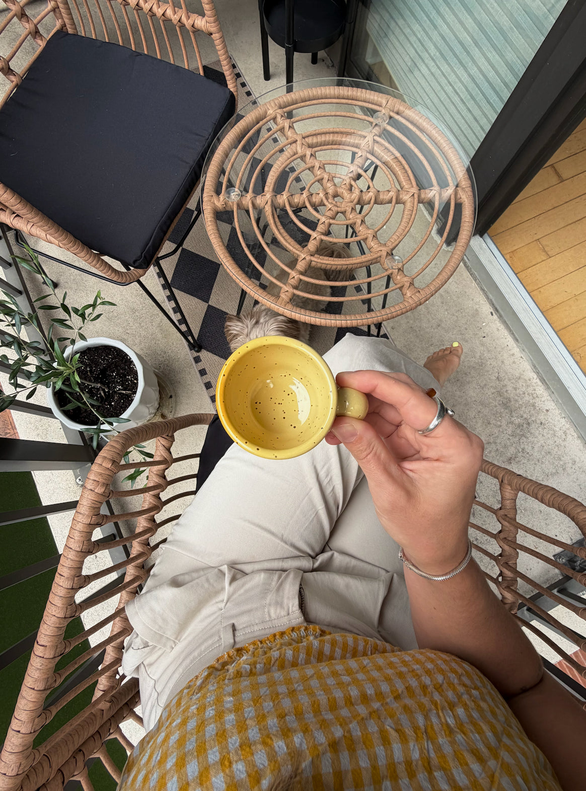 handmade yellow espresso cup