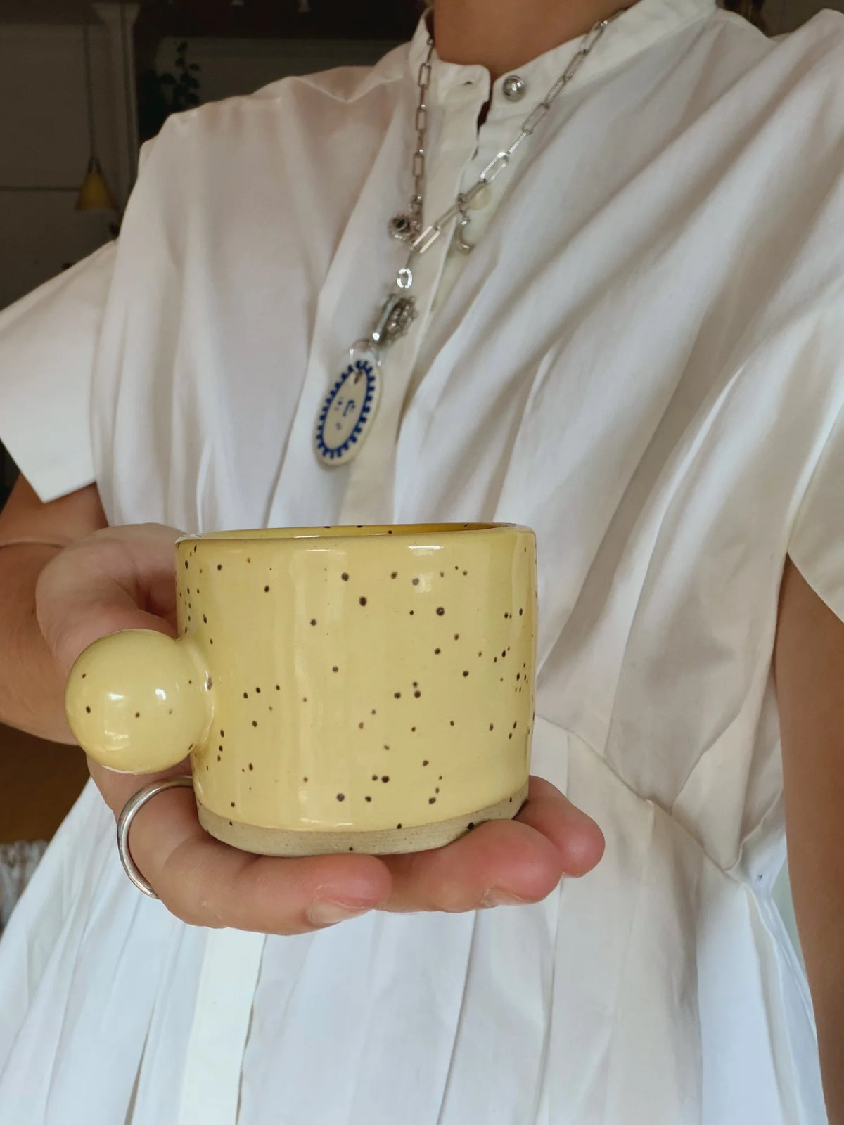 handmade yellow espresso cup