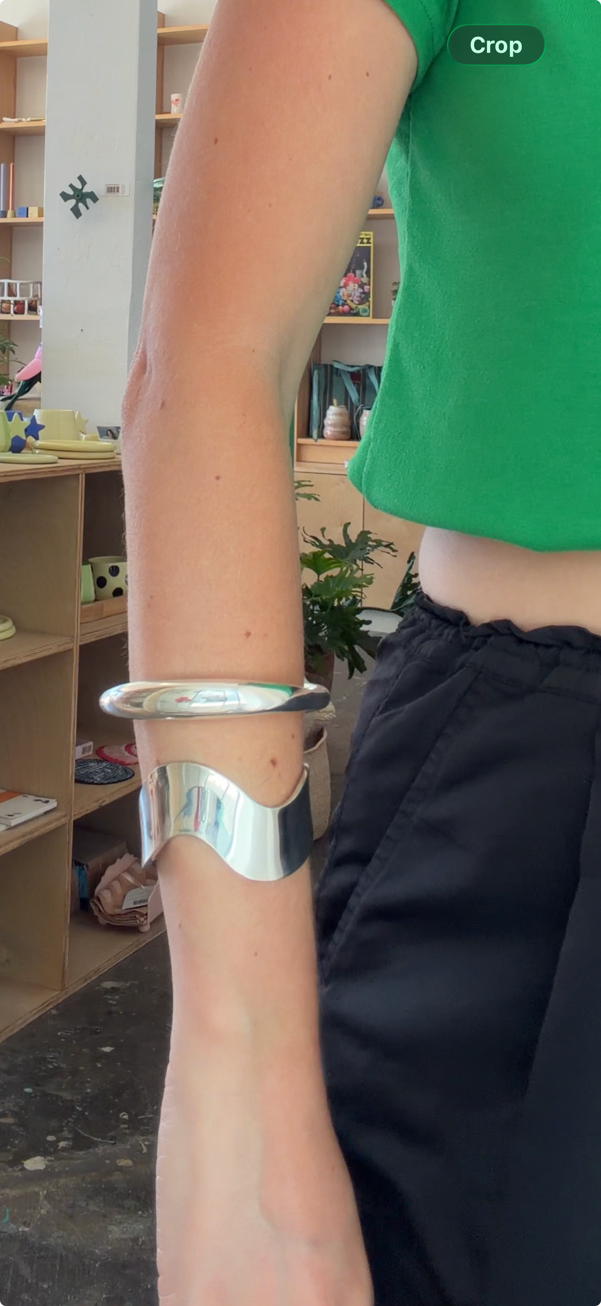silver adjustable wavey bangle
