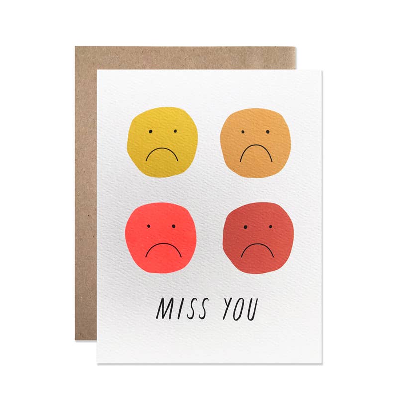 miss you sad faces card