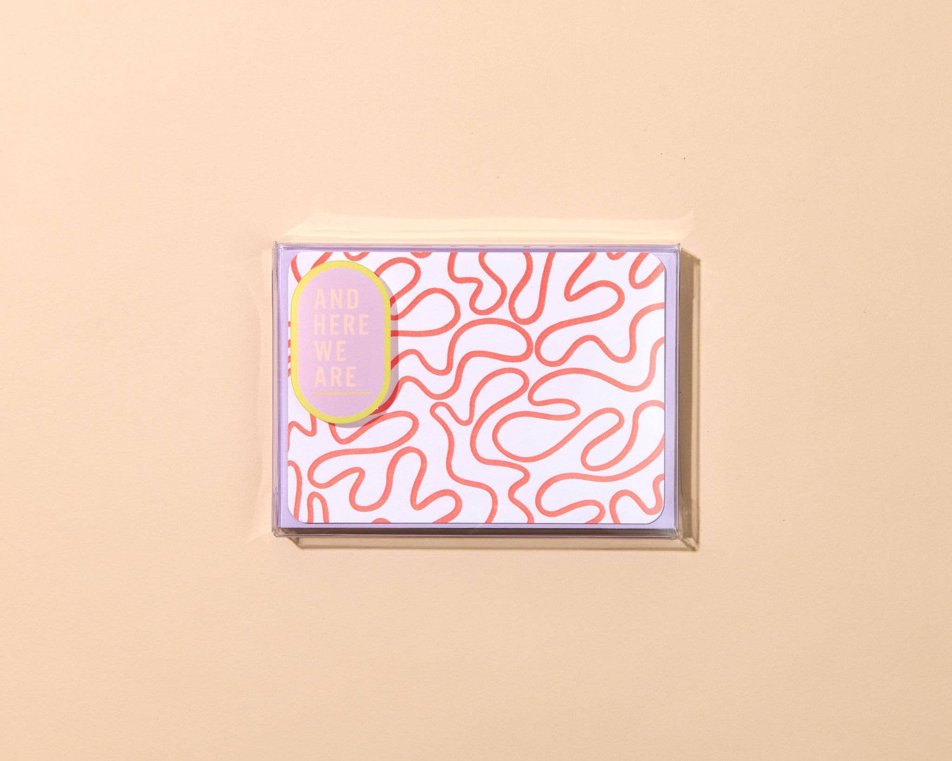 squiggle- neon red - letterpress notecard set