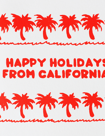 happy holidays from california greeting card