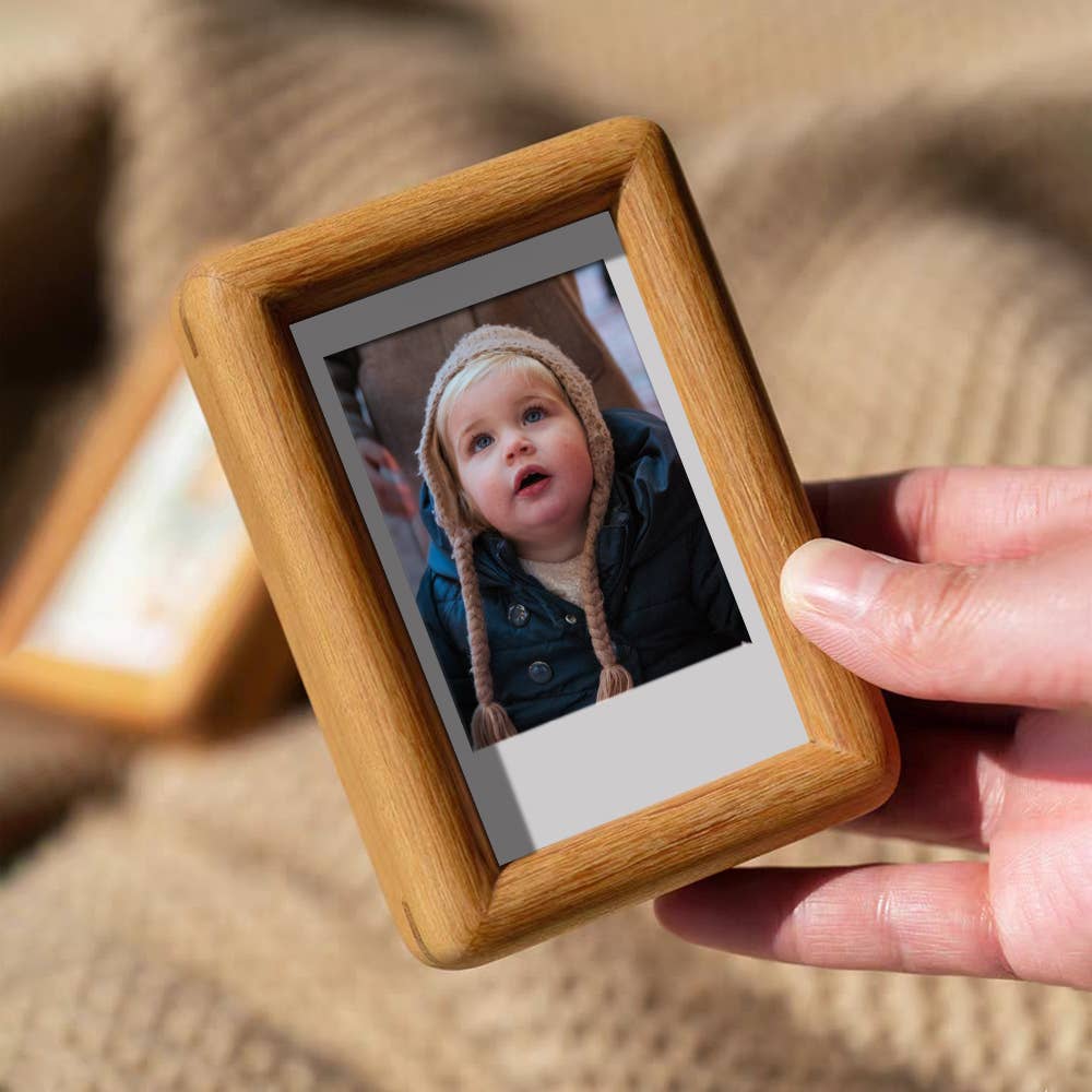 3" fridge magnet mini solid wood display frame