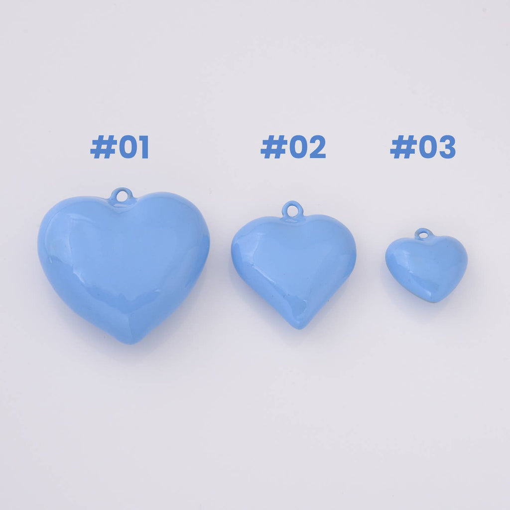 gold filled puffy blue enamel heart charm