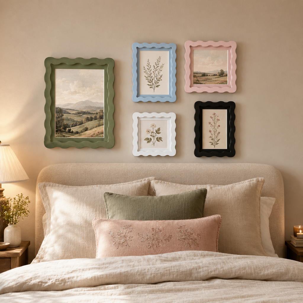 Colorful Wavy Edge MDF Wood Frame | Matte Painted Finish