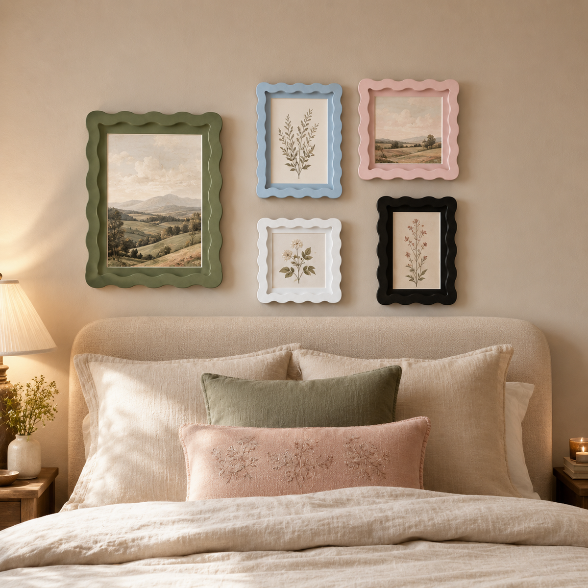Colorful Wavy Edge MDF Wood Frame | Matte Painted Finish
