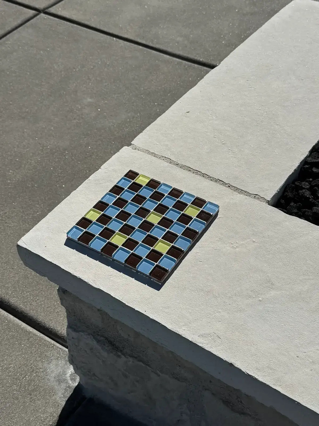 handmade glass tile chessboard (no chess pieces included)