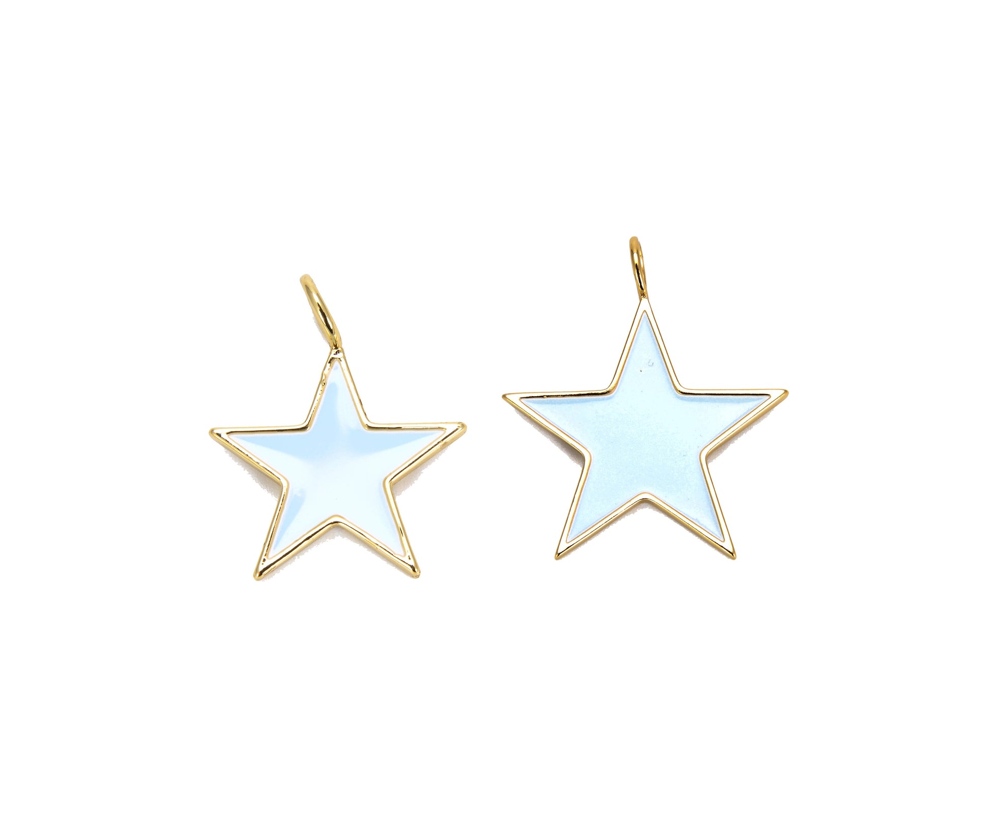 light blue enamel star charm gold filled