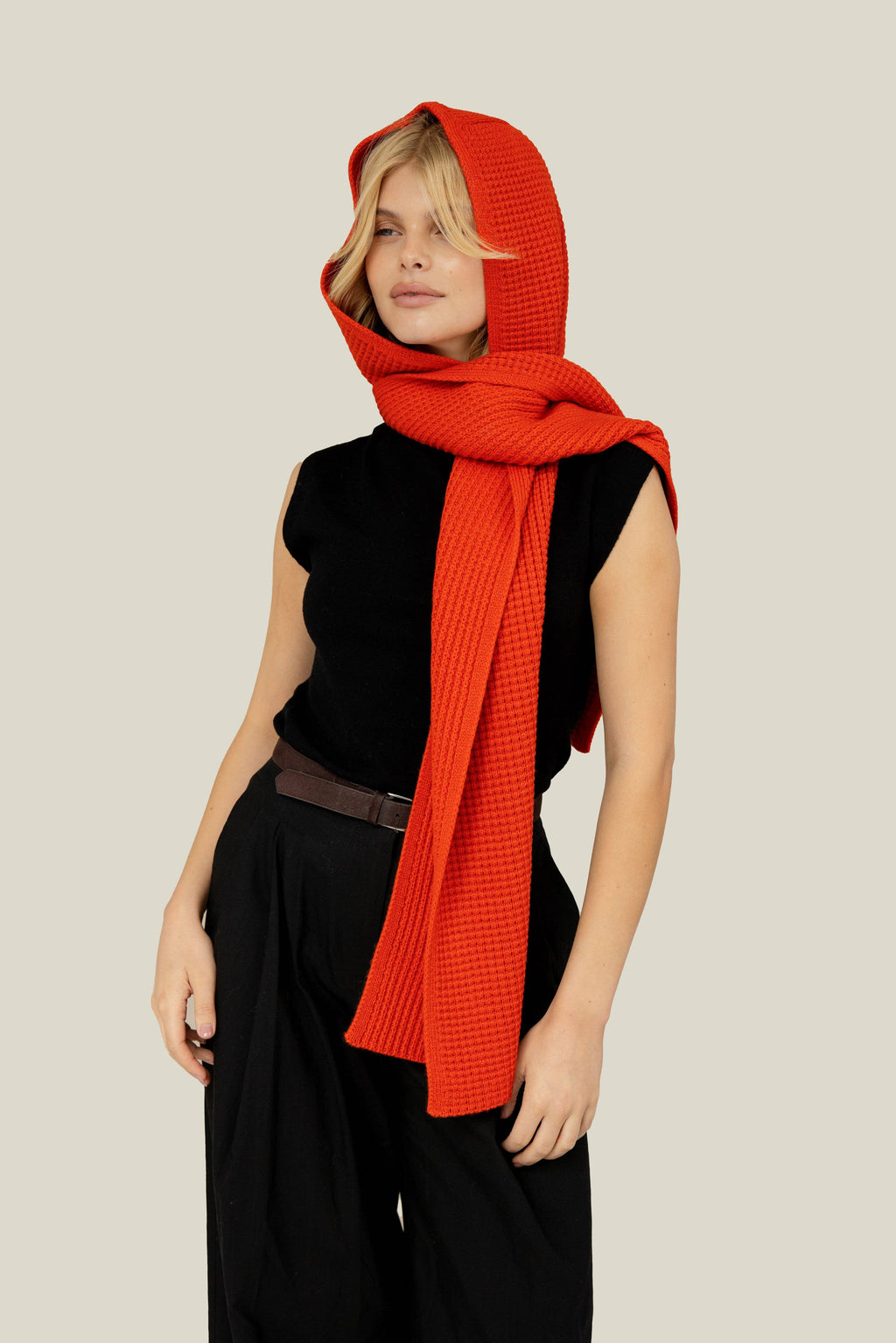 the recycled bottle hooded scarf