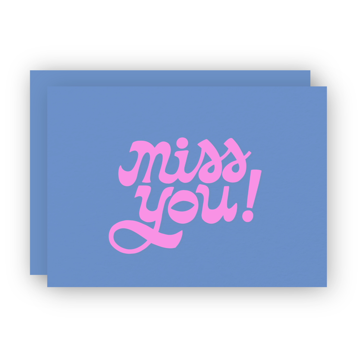 miss you pink foil letterpress greeting card