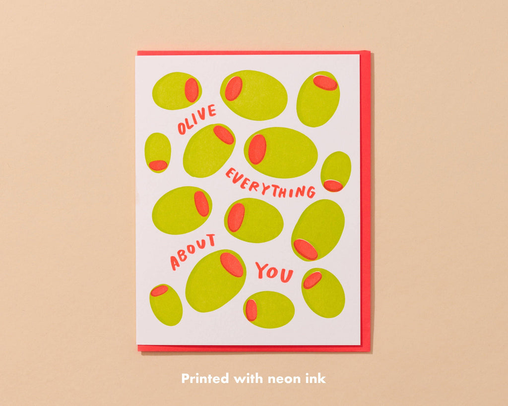 olive everything about you letterpress card